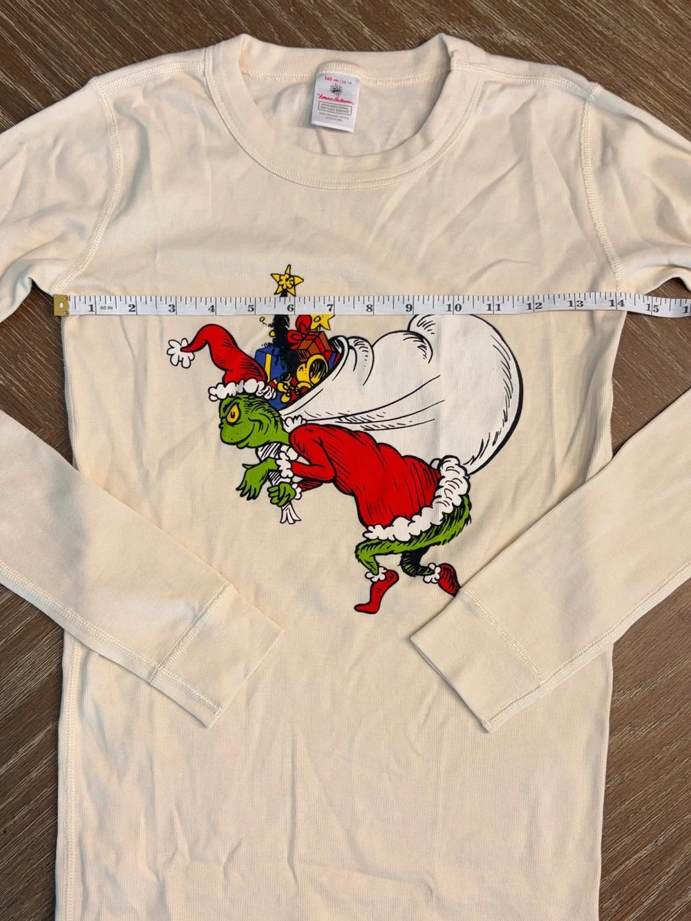 Hannah Anderson Kids Cream Christmas Grinch Pajama Set - Long Sleeve Top & Pants